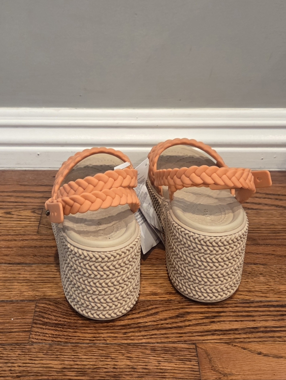 Crocs Wedge Sandal with Braided Coral Straps - Picture 6 of 6